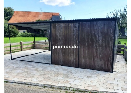 blechgarage-mit-carport-dachneigung-nach-hinten-doppelflugeltor-in-holzdekofarbe_1
