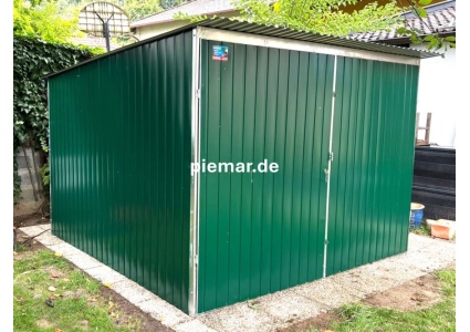 blechgarage-mit-dachneigung-nach-hinten-doppelfluegeltor-fenster-konstruktion-aus-verzinkten-vierkantprofilen-in-farbe_2
