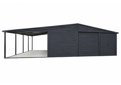 blechgarage-mit-carport,-satteldach,-2x-schwingtor-mit-elektroantrieb,-1x-fenster,-1x-tür,-dachrinn,-in-farbe-ral7016-und-horizontalpanel-1s-19