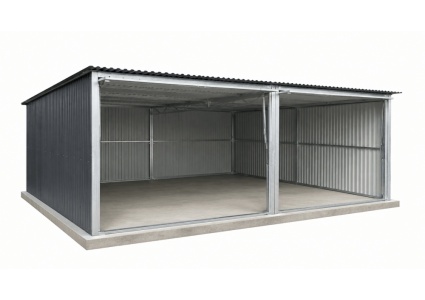 blechgarage-6x6x2,5-mit-pultdach-und-2x-schwingtor,-in-ral7016,-verzinkten-vierkantprofilen-6
