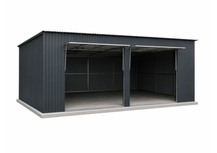 blechgarage-7x6x2,5-mit-pultdach-und-2x-schwingtor-horizontalpanel-,-in-ral7016,-verzinkten-vierkantprofilen-7