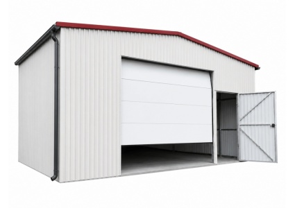 blechgarage-mit-sektionaltor,-kantenschutz,-dachrinne-,attika,2x-fenster,-tür,-in-farbe-11