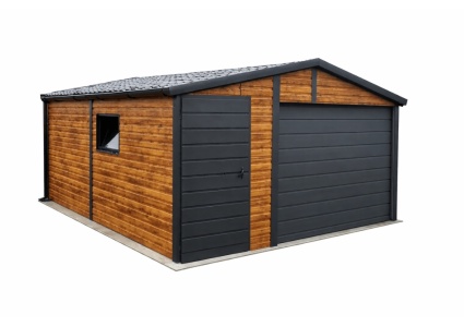 blechgarage-mit-einem-satteldach-horizontalpanel-holzoptik-1x-schwingtor-1x-tuer-1x-fenster-dachrinne-attika-kantenschutz-konstruktion-aus-verzinkten-vierkantprofilen-dachblech-ziegeloptik_8