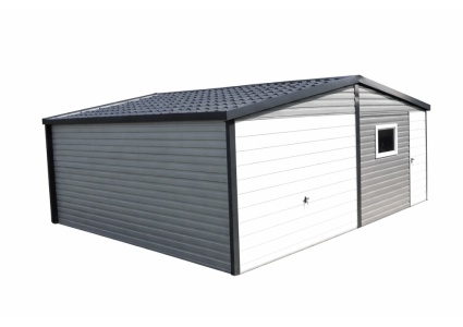 blechgarage-garage-halle-satteldach-schwingtor-horizontalpanel-farbe-tuer-fenster-attika-dachblende-kantenschutz-konstruktion-aus-verzinkten-vierkantprofilen-bleche-horizontal-vernietet-dachblech-ziegeloptik_7