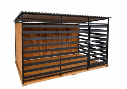 hundezwinger-mit-holzboden,-rückwand,-1xseitenwand-mit-holzverkleidung,-profilen-70x10-mm-10