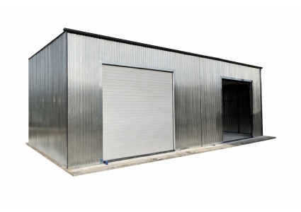 blechgarage-mit-dachneigung-nach-vorne,-2x-sektionaltor,-dachrinne,-verzinkt_10