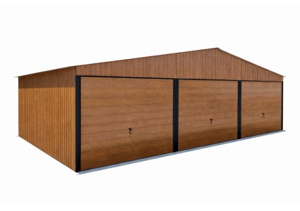 3-fachgaragen-mit-einem-satteldach,-3xschwingtor-horizontalpanel,-1x-tür,-1xfenster,-holzoptik