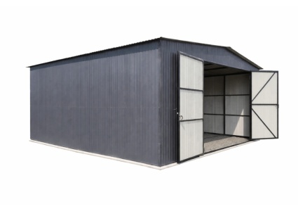 blechgarage-6x8x3-mit-einem-satteldach,-2x-doppelflügeltor,-in-ral7016