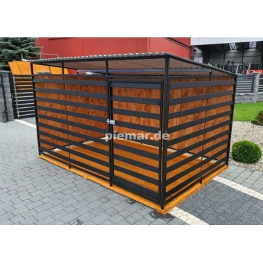 hundezwinger-profilen70x10mm-zwinger-kafig-hundekafig-pultdach-mit-holzboden-ruckwand-seitenwand