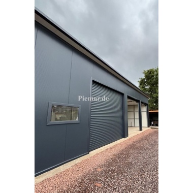 blechgarage-14x6x4m-dachneigung-nach-hinten-sektionaltor-elektroantrieb-1x-schlupftuer-sektionaltor-tuer-fenster-dachrinne-attika-dachblende-kantenschutz-konstruktion-aus-verzinkten-vierkantprofilen-verankerung-isolation-s_1_1440440201