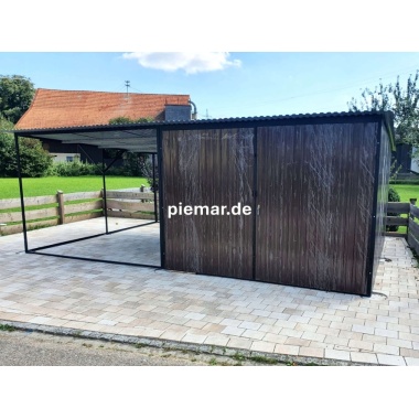 blechgarage-mit-carport-dachneigung-nach-hinten-doppelflugeltor-in-holzdekofarbe_1
