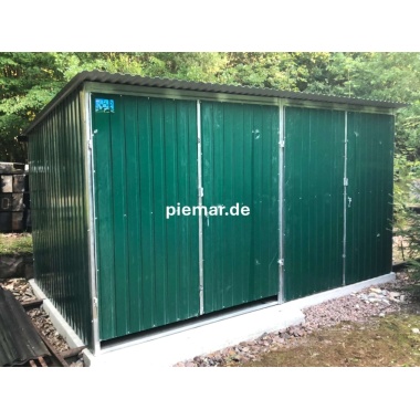 blechgarage-mit-dachneigung-nach-hinten-2x-doppelfluegeltor-konstruktion-aus-verzinkten-vierkantprofilen-in-farbe_1