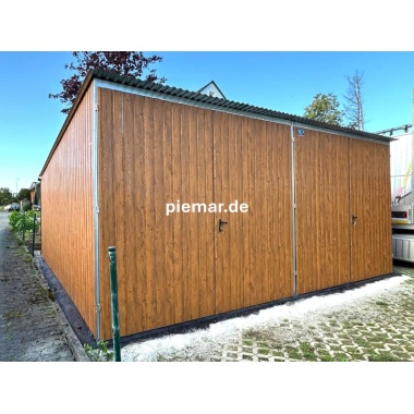blechgarage-mit-dachneigung-nach-hinten-2x-doppelfluegeltor-konstruktion-aus-verzinkten-vierkantprofilen-in-holzdekofarbe_10