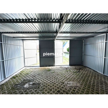 blechgarage-mit-dachneigung-nach-hinten-2x-doppelfluegeltor-konstruktion-aus-verzinkten-vierkantprofilen-in-holzdekofarbe_2