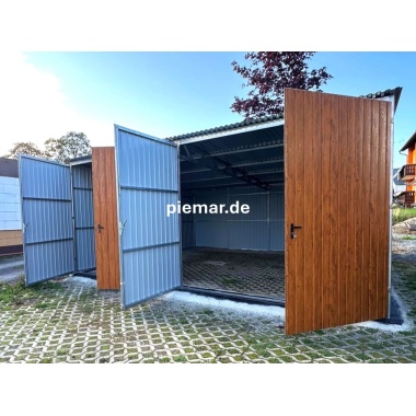 blechgarage-mit-dachneigung-nach-hinten-2x-doppelfluegeltor-konstruktion-aus-verzinkten-vierkantprofilen-in-holzdekofarbe_5