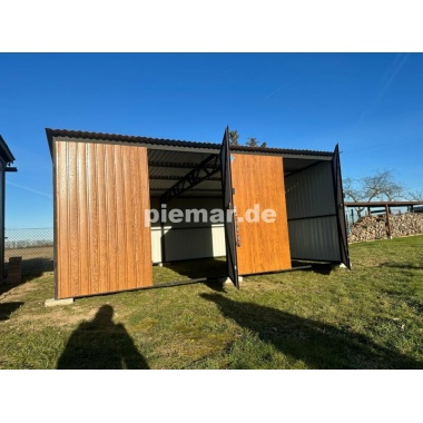 blechgarage-mit-dachneigung-nach-hinten-2x-doppelflugeltor-in-holzdekofarbe_2