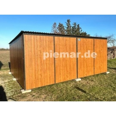 blechgarage-mit-dachneigung-nach-hinten-2x-doppelflugeltor-in-holzdekofarbe_4