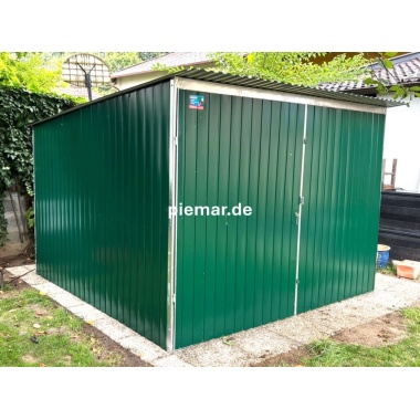 blechgarage-mit-dachneigung-nach-hinten-doppelfluegeltor-fenster-konstruktion-aus-verzinkten-vierkantprofilen-in-farbe_2