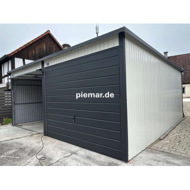 blechgarage-mit-dachneigung-nach-hinten-schwingtor-horizontalpanel-elektroantrieb-dachrinne-kondensvlies-dach-waende-attika-kantenschutz-konstruktion-aus-verzinkten-vierkantprofilen-in-farbe_2