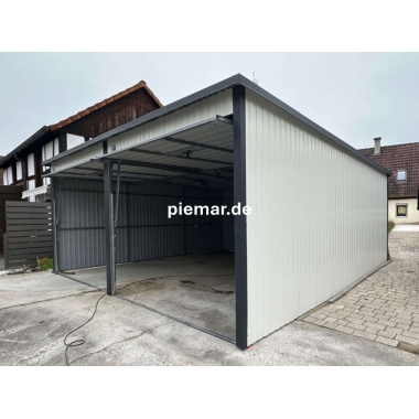 blechgarage-mit-dachneigung-nach-hinten-schwingtor-horizontalpanel-elektroantrieb-dachrinne-kondensvlies-dach-waende-attika-kantenschutz-konstruktion-aus-verzinkten-vierkantprofilen-in-farbe_4