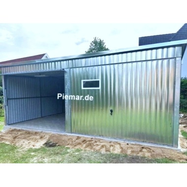 Blechgarage mit Dachneigung nach hinten, 2x Schwingtor (inkl. Elektroantrieb), 2x Lichtband, Attika (Dachblende), Kantenschutz, Kondensvlies (Dach&Wände), Konstruktion aus verzinkten Vierkantprofilen, verzinkt blechgarage-mit-dachneigung-nach-hinten-schwingtor-lichtband-attika-dachblende-kantenschutz-konstruktion-aus-verzinkten-vierkantprofilen-verzinkt_3