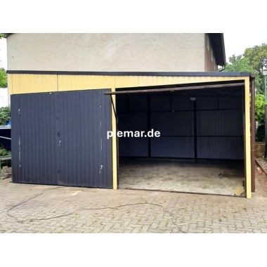 blechgarage-mit-einer-dachneigung-rechts-1x-doppelflugeltor-1x-schwingtor-in-farbe-dachrinne-attika-dachblende-kantenschutz_1