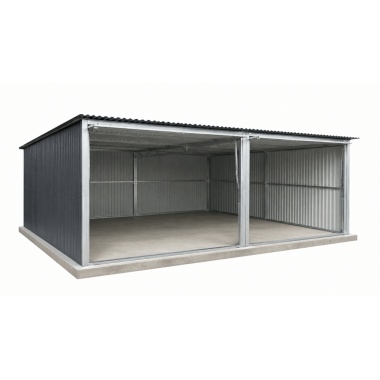 blechgarage-6x6x2,5-mit-pultdach-und-2x-schwingtor,-in-ral7016,-verzinkten-vierkantprofilen-6
