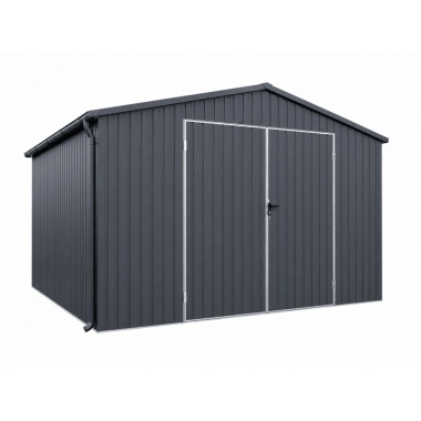 blechgarage-4x5x2,55-mit-doppelflügeltor,-in-farbe-ral7016,-2x-fenster,-attika,-dachrinne,-kantenschutz,-aus-verzinkten-vierkantprofilen-6