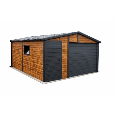 blechgarage-mit-einem-satteldach-horizontalpanel-holzoptik-1x-schwingtor-1x-tuer-1x-fenster-dachrinne-attika-kantenschutz-konstruktion-aus-verzinkten-vierkantprofilen-dachblech-ziegeloptik_8