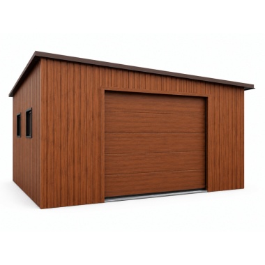 garage-mit-einer-dachneigung-rechts,-2x-fenster,-1x-sektionaltor,-holzoptik,-bleche-horizontal-verniete-3