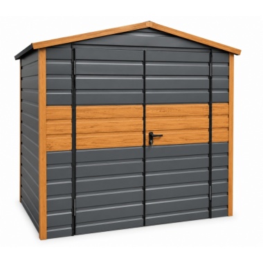 blechgarage-2,5x3m-mit-doppelflügeltor,-tür,-in-farbe-ral7016-und-holzdekofarbe-15