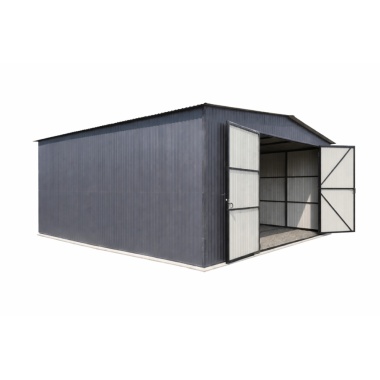 blechgarage-6x8x3-mit-einem-satteldach,-2x-doppelflügeltor,-in-ral7016