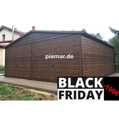 blechgarage-mit-satteldach-2x-schwingtor-attika-kantenschutz-horizontalpanel-konstruktion-aus-verzinkten-vierkantprofilen-dachrinne-1x-tuer-in-holzdekofarbe_2