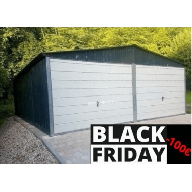 Blechgarage 6x6x2,65m mit Schwingtoren (Horizontalpanel), 1x Fenster, 1x Tür, in Farbe RAL7016 aus verzinkten Vierkantprofilen 1885*